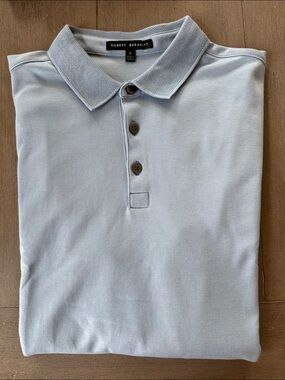 Men’s Robert Barakett Light Blue Long-Sleeve Polo Shirt